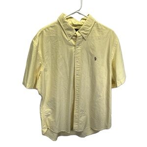 Ralph Lauren Yellow Men's Button Down Shirt Slim Fit Short‎ Sleeve XXL